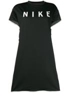 Nike Mesh Printed Logo Short Sleeved Dress - Black
