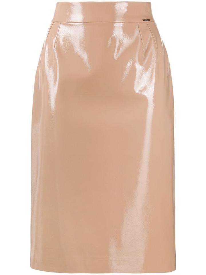 Liu Jo Faux-leather Pencil Skirt - Neutrals