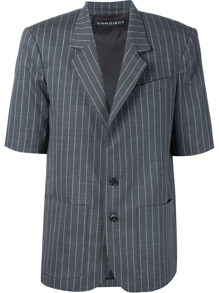 Y / Project Shortsleeved Blazer, Men's, Size: 48, Grey, Spandex/elastane/wool
