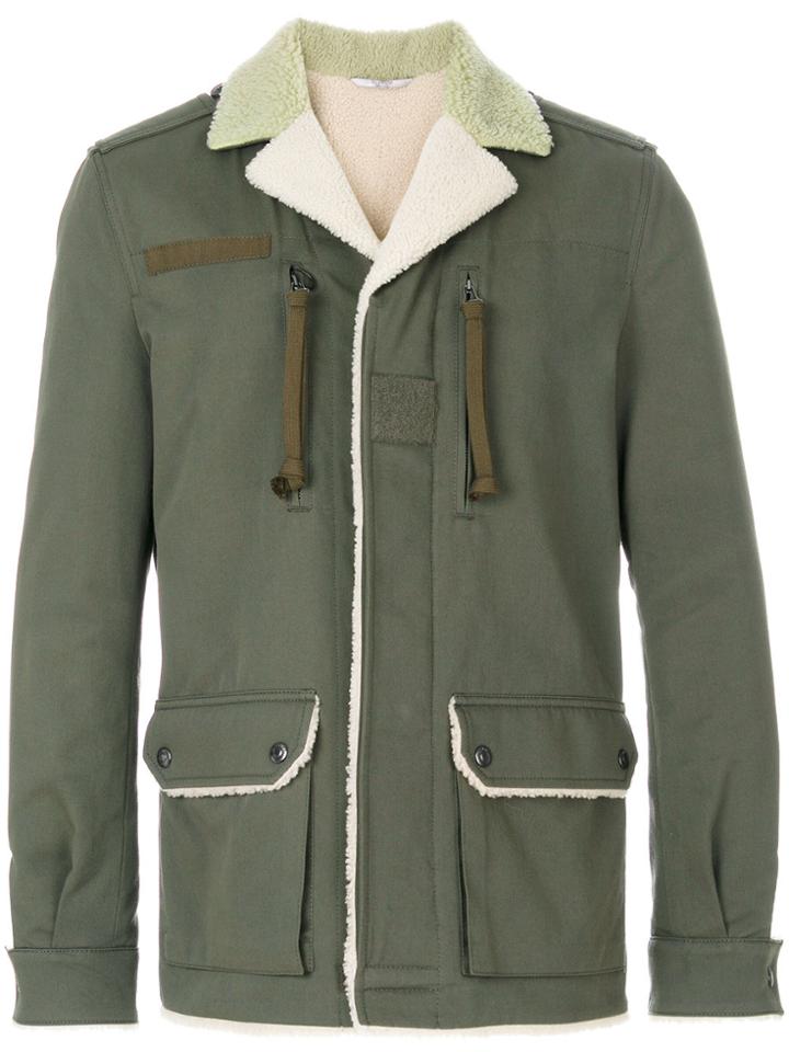 Valentino Lamb Fur Trim Jacket - Green