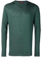 Altea Fine Knit V-neck Sweater - Green