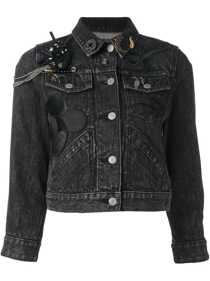 Marc Jacobs Mickey Mouse Patch Denim Jacket, Women's, Size: Xs, Black, Cotton