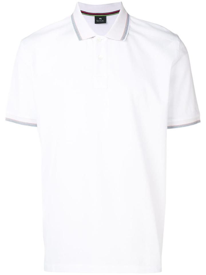 Ps Paul Smith Stripe Trim Polo Shirt - White