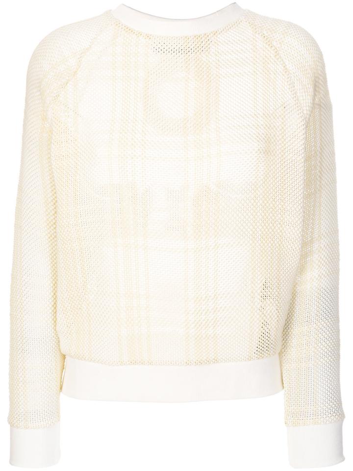 Mr & Mrs Italy Embroidered Tartan Mesh Sweatshirt - Nude & Neutrals
