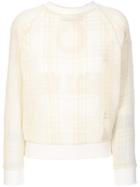 Mr & Mrs Italy Embroidered Tartan Mesh Sweatshirt - Nude & Neutrals