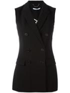Givenchy Double Breasted Sleeveless Blazer, Women's, Size: 38, Black, Viscose/polyamide/spandex/elastane/silk
