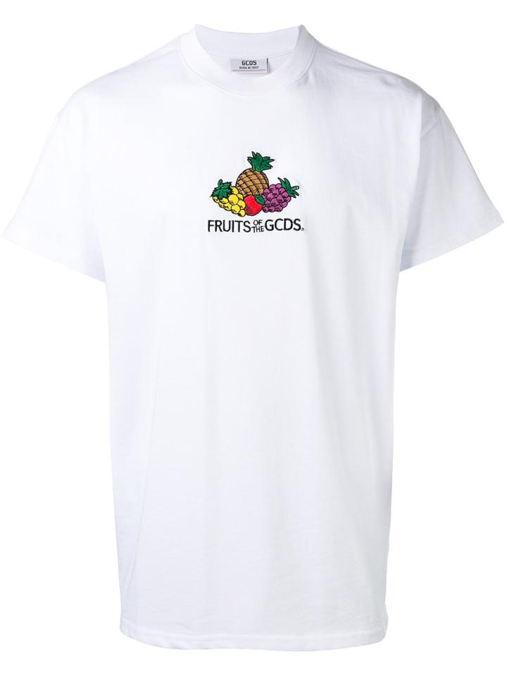 Gcds Fruit Print T-shirt, Men's, Size: Small, White, Cotton