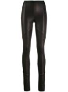 Isabel Benenato Leather Slim Fit Trousers - Black
