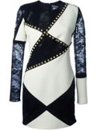 Fausto Puglisi Lace Panel Studded Dress