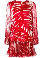 Ermanno Scervino Drop Waist Palm Print Dress, Women's, Size: 38, Red, Silk