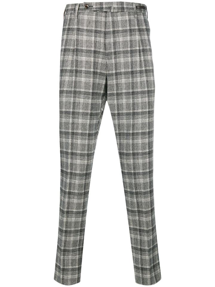 Pt01 Checked Trousers - Black
