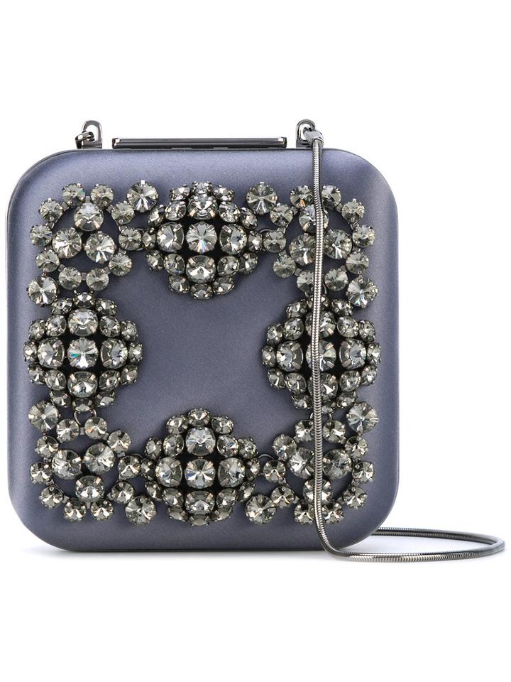 Manolo Blahnik - Hangi Clutch Bag - Women - Silk Satin - One Size, Grey, Silk Satin
