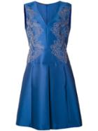 Floral Embroidered Sleeveless Dress - Women - Silk/polyester/acetate/rayon - 48, Blue, Silk/polyester/acetate/rayon, Alberta Ferretti