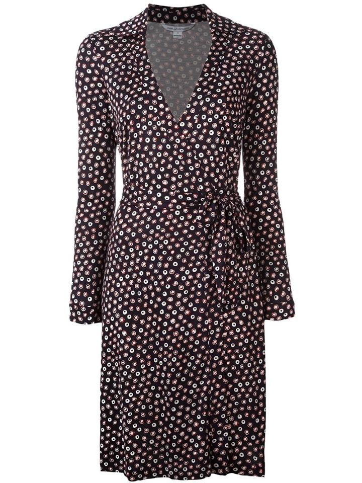 Diane Von Furstenberg Printed Envelope Dress, Women's, Size: 4, Blue, Silk