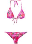 Amir Slama Rose Print Triangle Bikini Set - Unavailable