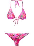 Amir Slama Rose Print Triangle Bikini Set - Unavailable