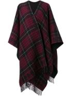 Alexander Mcqueen Tartan Skull Poncho, Women's, Red, Wool