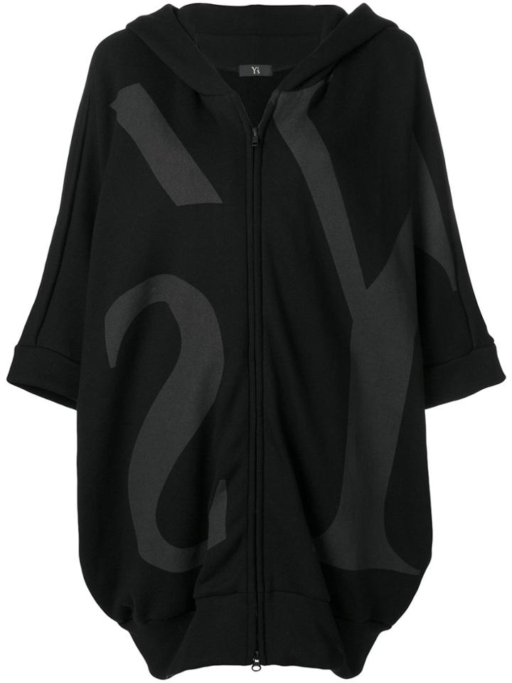Y's Large Logo Oversized Hoodie - Black