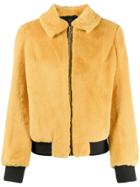 Twin-set Shearling Zipped Bomber Jacket - Yellow