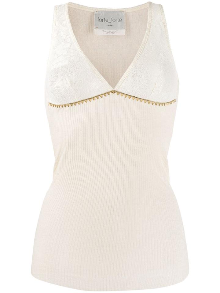 Forte Forte Lace Panel Tank Top - White