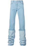 Y / Project Oversized Folded Jeans, Adult Unisex, Size: 48, Blue, Cotton