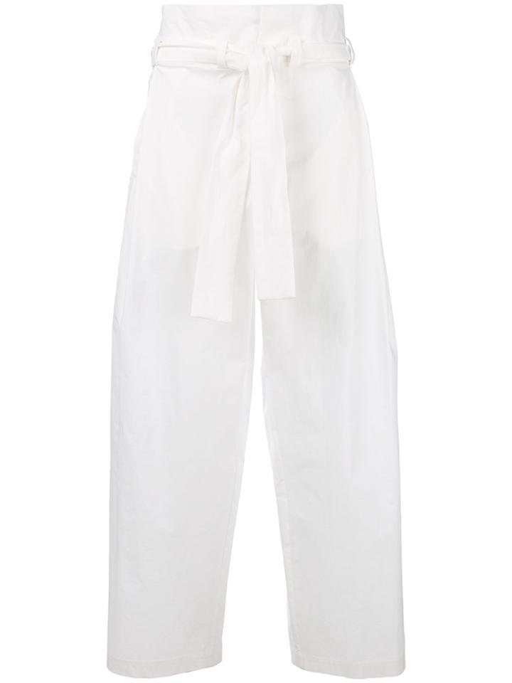 Erika Cavallini High-waisted Tie Trousers - White