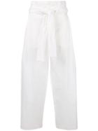 Erika Cavallini High-waisted Tie Trousers - White
