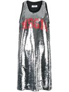Msgm Sequinned Tank Dress - Metallic