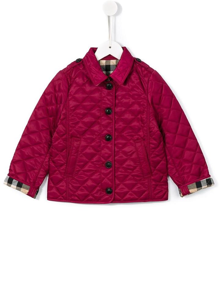 Burberry Kids Quilted Check Lined Jacket, Girl's, Size: 6 Yrs, Pink/purple
