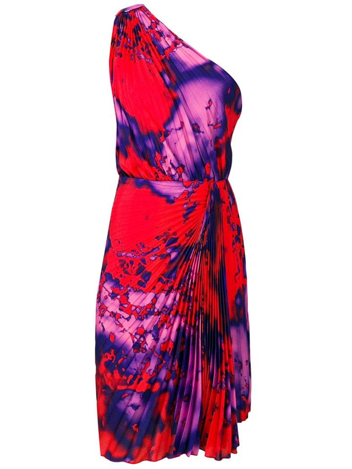 Msgm Pleated One-shoulder Dress - Red