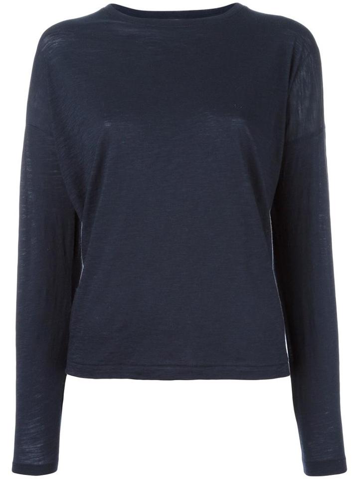 Vince Ribbed Trim Sweatshirt, Women's, Size: Small, Blue, Cotton