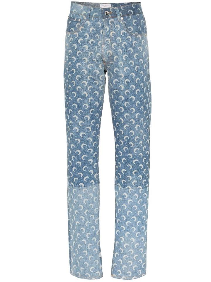 Marine Serre Moon Print Straight-leg Jeans - Blue
