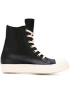 Rick Owens Side Zip Hi-top Sneakers, Men's, Size: 43, Black, Leather/rubber