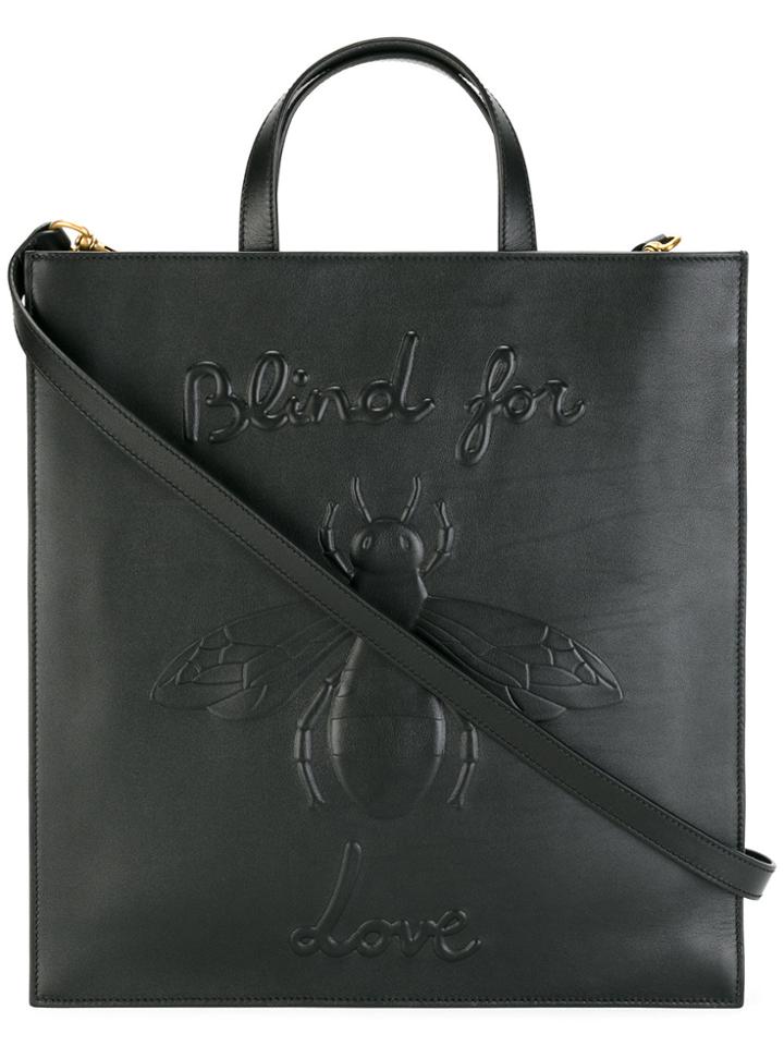 Gucci Blind For Love Bee Embossed Tote - Black