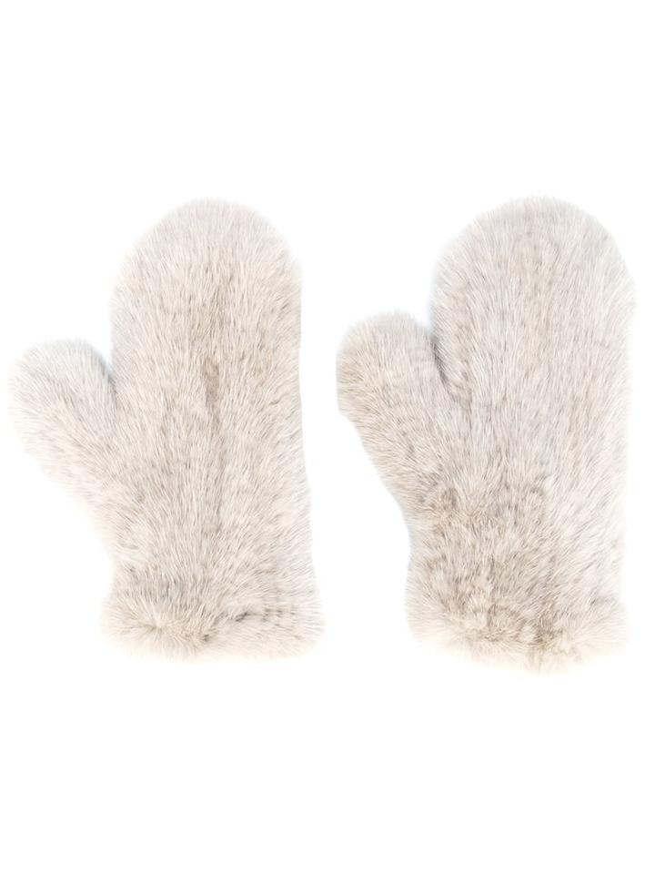 Yves Salomon Mink Fur Mittens, Women's, Nude/neutrals, Mink Fur