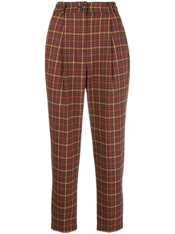 Neul Checked Cropped Trousers - Brown