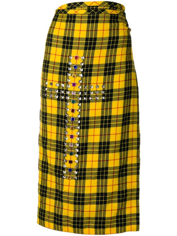 Comme Des Garçons Pre-owned 2000's Plaid Envelope Skirt - Yellow