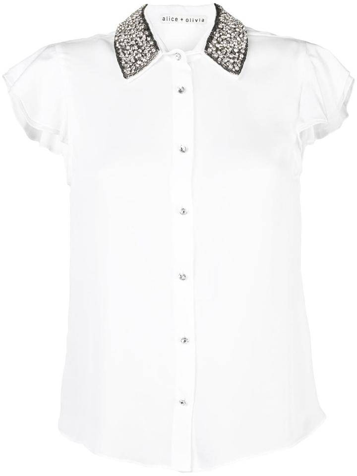 Alice+olivia Willa Flutter Sleeve Top - White