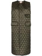 Plan C Long Quilted Gilet - Green