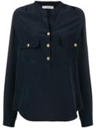 Vince Double Pocket Button Blouse - Blue