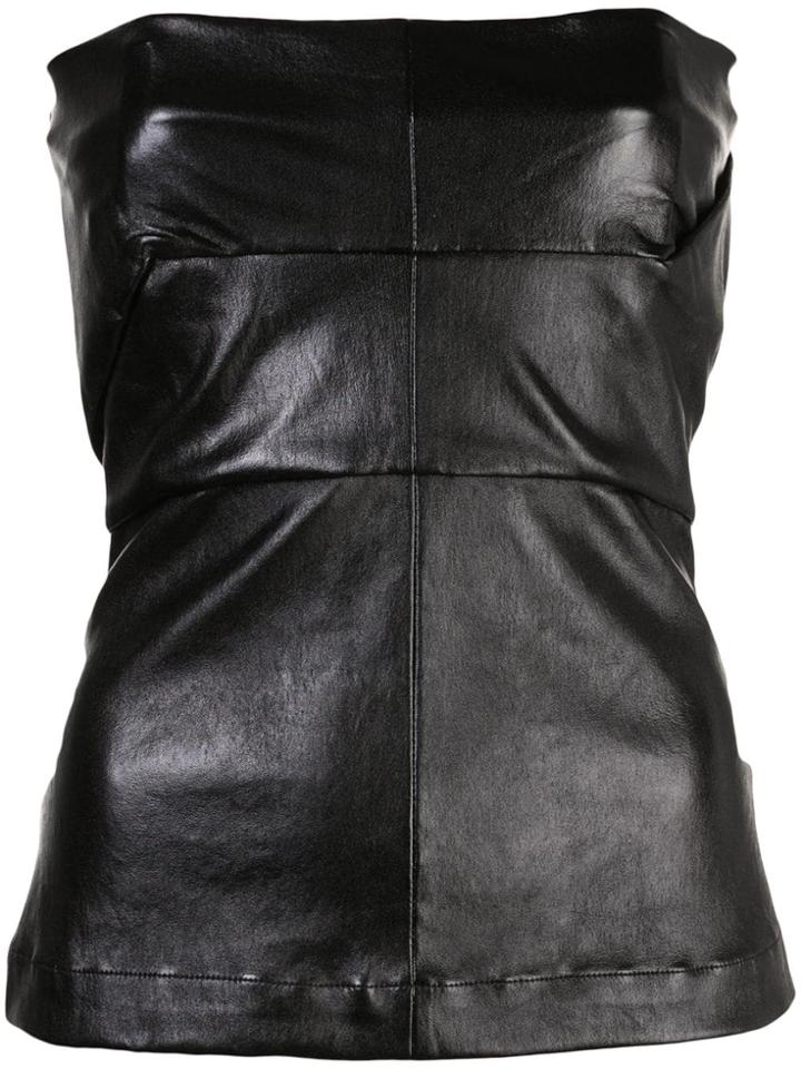 Rick Owens Leather Strapless Top - Black