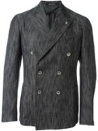 Tagliatore Double Breasted Blazer, Men's, Size: 48, Grey, Cotton/linen/flax/silk/cupro