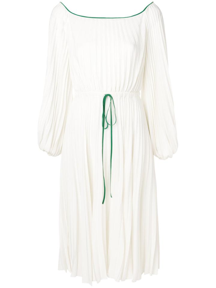 Valentino Pleated Off-the-shoulder Dress - White