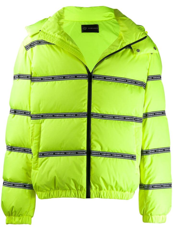 Versace Logo Tape Puffer Jacket - Yellow