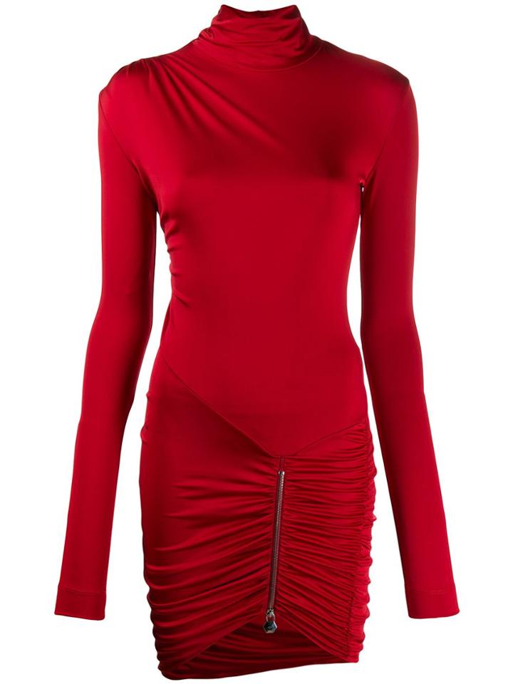 Philipp Plein Ruched Mini Dress - Red