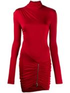 Philipp Plein Ruched Mini Dress - Red