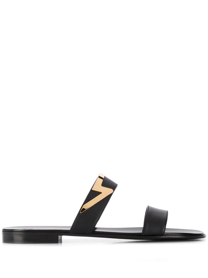Giuseppe Zanotti Logo Plaque Slides - Black