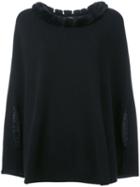 N.peal - Furry Collar Top - Women - Rabbit Fur/cashmere - One Size, Women's, Black, Rabbit Fur/cashmere