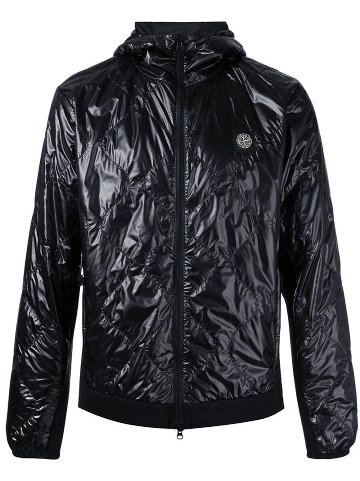 Stone Island Quilted Hood Jacket, Men's, Size: Medium, Black, Cotton/polyamide/polyurethane Resin/polyester