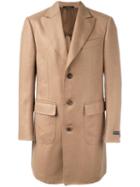 Corneliani Buttoned Single Breasted Coat, Men's, Size: 50, Nude/neutrals, Camel Hair/cupro